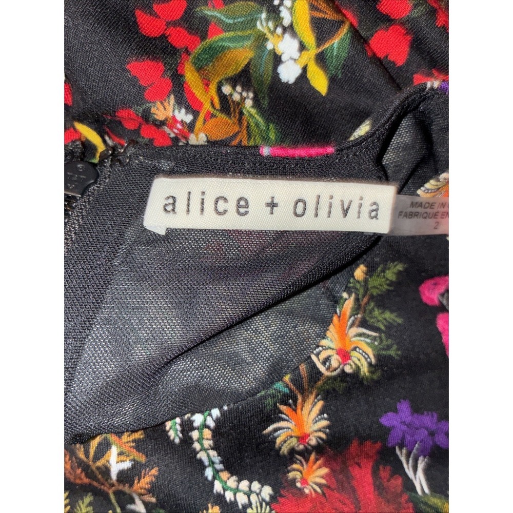 Alice + Olivia Delora Floral Fitted Bodycon Stretch Jersey Midi - Picture 10 of 11